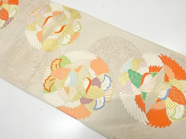 JAPANESE KIMONO / ANTIQUE FUKURO OBI / SILK / WOVEN MANDRIN DUCKS